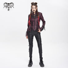 Load image into Gallery viewer, CT26302 Red Pleated Faux Leather Punk Jacket

