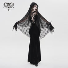 Load image into Gallery viewer, SKT25301 Black Gothic Velvet Strappy Dress with Side Seam Pleats
