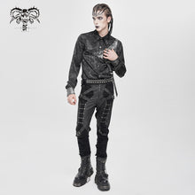 Load image into Gallery viewer, PT286 Twill and faux leather multi-strap punk trousers
