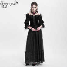 Load image into Gallery viewer, ETT04001 Black Off-shoulder three-quarter sleeve Gothic T-shirt&nbsp;

