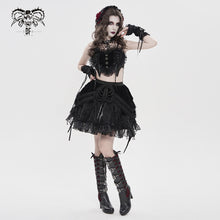 Load image into Gallery viewer, SKT25101 Heart-Patterned Corduroy &amp; Velvet Patchwork Gothic Mini Skirt
