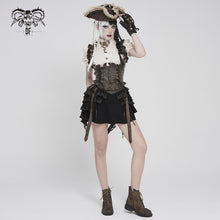 Load image into Gallery viewer, WT10002 Whole-Garment Enzyme-Washed, Two-Tone Woven Steampunk Cropped Vest
