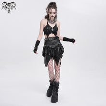 Load image into Gallery viewer, SKT217 Punk non-stretchy faux leather ruffled skirt
