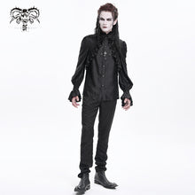 Load image into Gallery viewer, SHT12401 Black Gothic pattern satin long-sleeved men shirts
