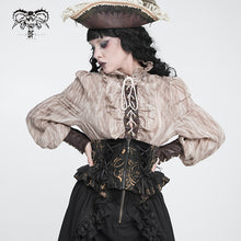 Load image into Gallery viewer, AS299 Black and Apricot Paisley Gothic Waist Belt
