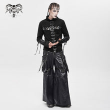 Load image into Gallery viewer, PT287 Pleated faux leather woven punk wide-leg pants
