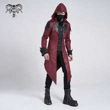 Load image into Gallery viewer, CT06902 punk handsome movie cool actor red hooded leather long coats
