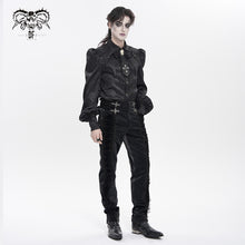 Load image into Gallery viewer, SHT15401 Gothic Long-Sleeve Pleated Shirt with Bat-Wing Shoulder Flaps
