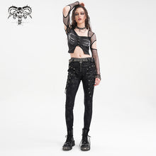 Load image into Gallery viewer, PT252 Super stretchy knitted laminated punk trousers
