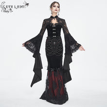 Load image into Gallery viewer, ESKT04402 Black and red Gothic high waist fishtail skirt
