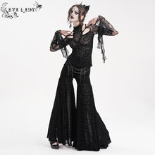 Load image into Gallery viewer, ETT037 Flocked knitted off-shoulder halter neck long-sleeved short T-shirt
