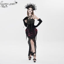 Load image into Gallery viewer, ECST01401 Gothic Corset with Long Beaded Tassels at the Bust
