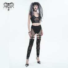 Load image into Gallery viewer, TT246 Knitted mesh spliced lace up suspenders
