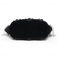 Load image into Gallery viewer, EAS04101 Black Bat-Wing-Opening Velvet Handbag
