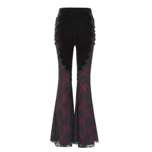 Load image into Gallery viewer, EPT01902 Black and Red Gothic velvet and lace flared trousers
