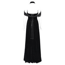 Load image into Gallery viewer, ESKT058 Stand collar ribbon tied steel button velvet dress
