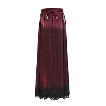 Load image into Gallery viewer, ESKT069 Burgundy Gothic Cross Embroidered Horse Face Skirt
