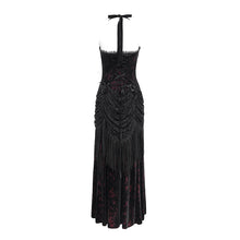 Load image into Gallery viewer, ESKT06502 Wine Gothic velvet dress with fur collar
