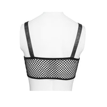 Load image into Gallery viewer, TT308 Punk Faux Leather Woven Heart-Shaped Strappy T-Shirt
