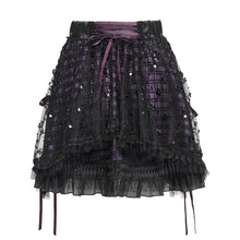 Load image into Gallery viewer, SKT25902 Sequined Mesh and Flat Grid-Paneled Lolita Miniskirt
