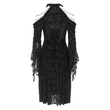 Load image into Gallery viewer, ESKT061 Burnout flocked off-shoulder dress&nbsp;
