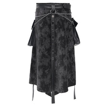 Load image into Gallery viewer, SKT228 Punk Velvet and Black Leather Accordion pocket kilt
