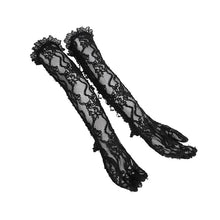 Load image into Gallery viewer, EGE006 Butterfly Lace, Mesh, and Beaded Chain Embellishment Gothic Long Gloves
