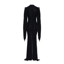 Load image into Gallery viewer, ECT02201 Slim-fit velvet long coat with slit sleeves
