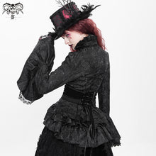 Load image into Gallery viewer, SHT01701 Women short front and long back flared sleeves Gothic black ruffled lace blouse
