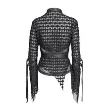 Load image into Gallery viewer, TT295 Punk double-layer mesh turtleneck T-shirt
