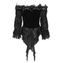 Load image into Gallery viewer, ETT04001 Black Off-shoulder three-quarter sleeve Gothic T-shirt&nbsp;
