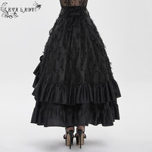 Load image into Gallery viewer, ESKT079 Gothic Jacquard High-Waisted Skirt with Frayed Trim
