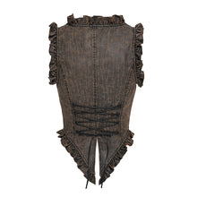 Load image into Gallery viewer, WT10002 Whole-Garment Enzyme-Washed, Two-Tone Woven Steampunk Cropped Vest
