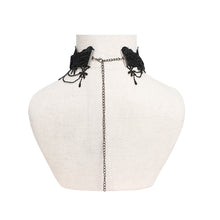 Load image into Gallery viewer, AS273 Gothic Necklace with Bow, Tassels, Lace, and Fine Beaded Chain Pendant
