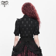 Load image into Gallery viewer, TT22201 Black Cross pattern Printed Short Sleeve T-Shirt
