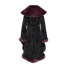Load image into Gallery viewer, ECT02302 Black And Red Cashmere diamond check fleece collar Gothic jacket
