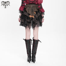 Load image into Gallery viewer, SKT107 Steampunk girls multi-layer wavy edges striped short half skirt with corset
