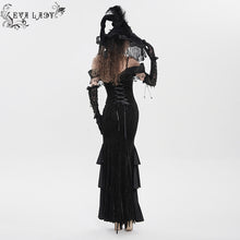 Load image into Gallery viewer, ESKT07601 Black Gothic Off-Shoulder Fishtail Dress
