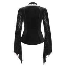 Load image into Gallery viewer, ETT04101 black Gothic shiny velvet halterneck long-sleeved T-shirt
