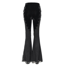 Load image into Gallery viewer, EPT01901 Black Sexy Women Gothic velvet and lace flared trousers
