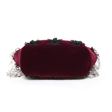 Load image into Gallery viewer, EAS04102 Wine Black Bat-Wing-Opening Velvet Handbag
