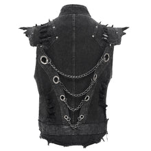 Load image into Gallery viewer, WT092 Asymmetric distressed punk vest
