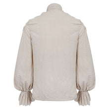 Load image into Gallery viewer, SHT04802 steampunk puff sleeve high collar cotton and linen men white shirts
