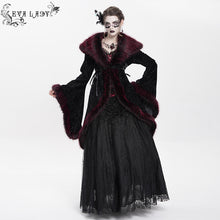 Load image into Gallery viewer, ECT02302 Black And Red Cashmere diamond check fleece collar Gothic jacket
