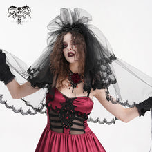 Load image into Gallery viewer, AS192 Gothic wedding lace women black Skull Crown Veil
