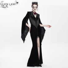Load image into Gallery viewer, ECT02201 Slim-fit velvet long coat with slit sleeves
