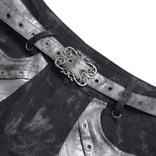 Load image into Gallery viewer, PT295 Gold-Stamped Twill and Faux Leather Paneled Punk Trousers
