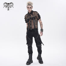 Load image into Gallery viewer, SHT162 Diamond Mesh Punk Shirt with Accordion Pockets Cuffs
