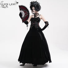 Load image into Gallery viewer, ESKT047 Women&#39;s velvet and shiny material suspender dress
