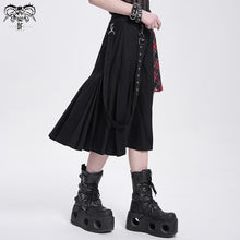 Load image into Gallery viewer, SKT082 daily life young girls fake 2 pieces black and red Scottish plaid overskirt with adjust loops

